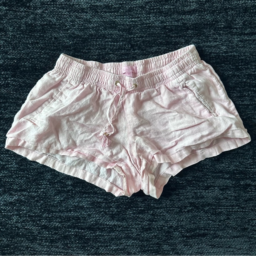100% Linen Beach Shorts by Lily Pulitzer in Pink | Drawstring and Pockets